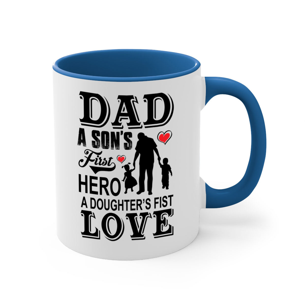 A stylish Dad A SON’S 56# Mug featuring a two-tone design with a colored handle and glossy finish, available in multiple colors.