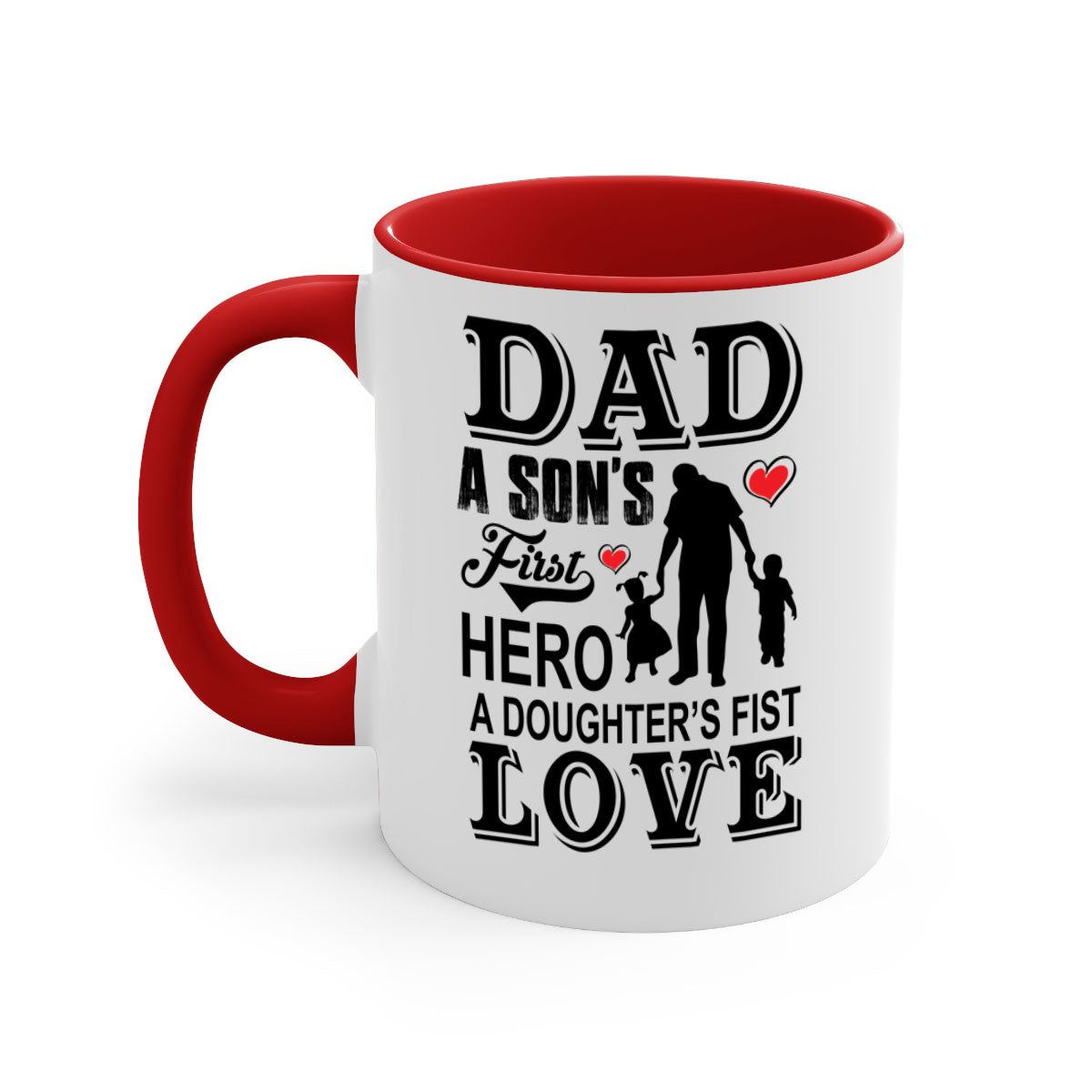 A stylish Dad A SON’S 56# Mug featuring a two-tone design with a colored handle and glossy finish, available in multiple colors.