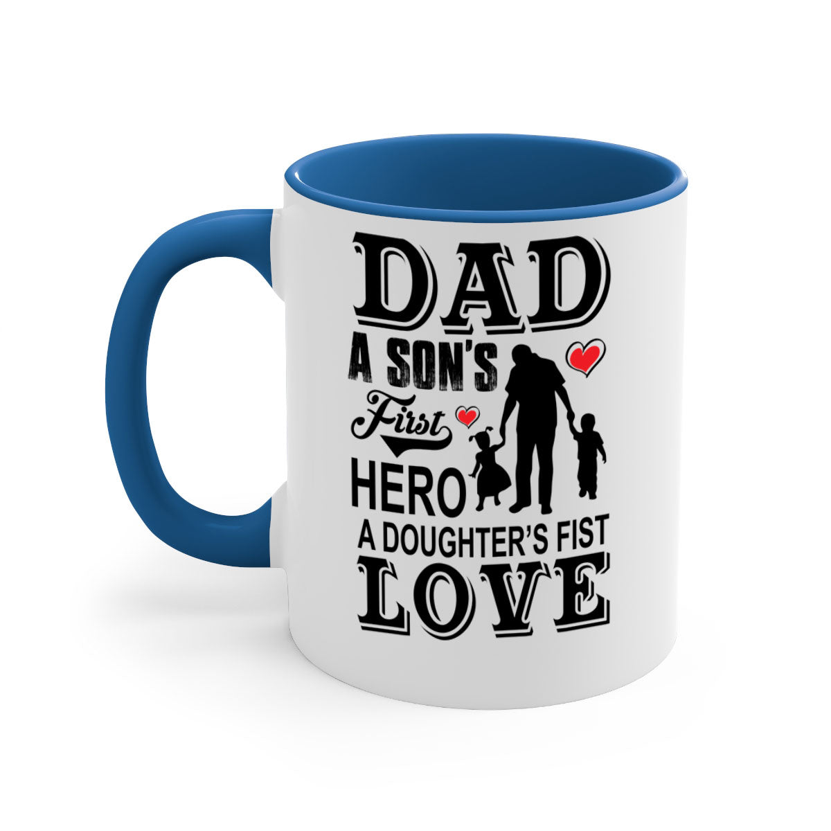 A stylish Dad A SON’S 56# Mug featuring a two-tone design with a colored handle and glossy finish, available in multiple colors.