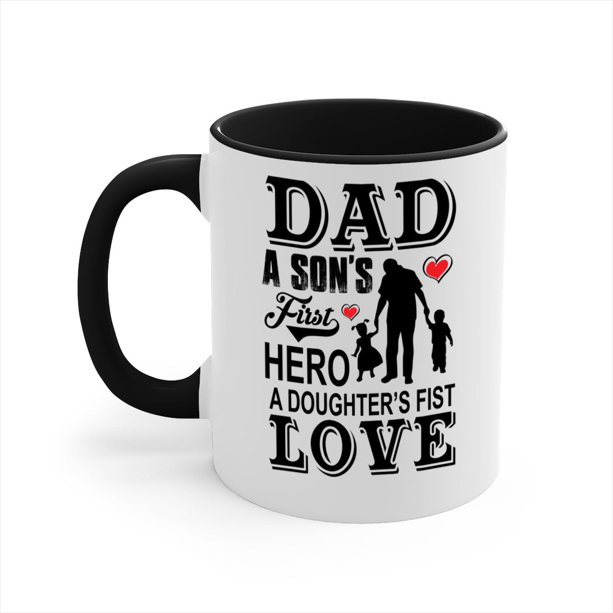 A stylish Dad A SON’S 56# Mug featuring a two-tone design with a colored handle and glossy finish, available in multiple colors.