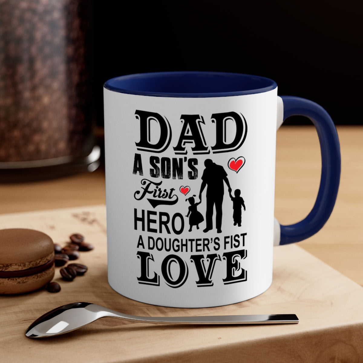 A stylish Dad A SON’S 56# Mug featuring a two-tone design with a colored handle and glossy finish, available in multiple colors.