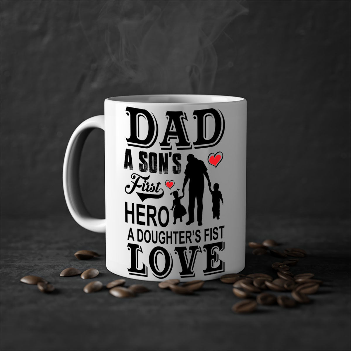 A stylish Dad A SON’S 56# Mug featuring a two-tone design with a colored handle and glossy finish, available in multiple colors.