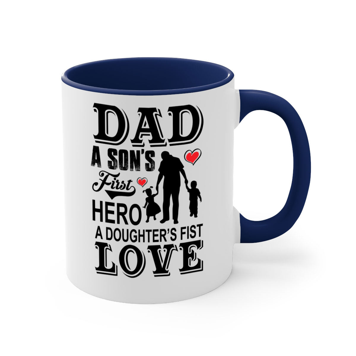 A stylish Dad A SON’S 56# Mug featuring a two-tone design with a colored handle and glossy finish, available in multiple colors.