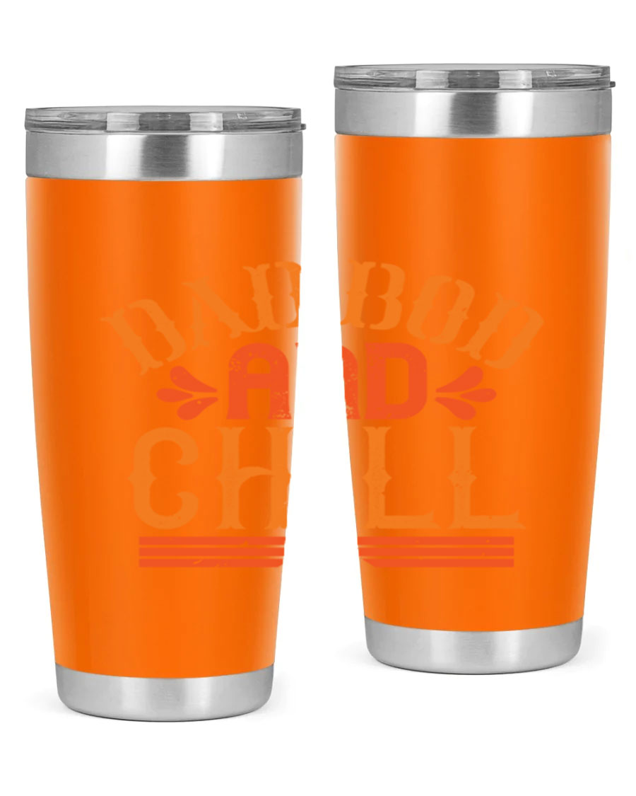 Dad Bod and Chill 20oz Tumbler featuring double wall vacuum insulation and a stylish design, perfect for Father's Day gifts.