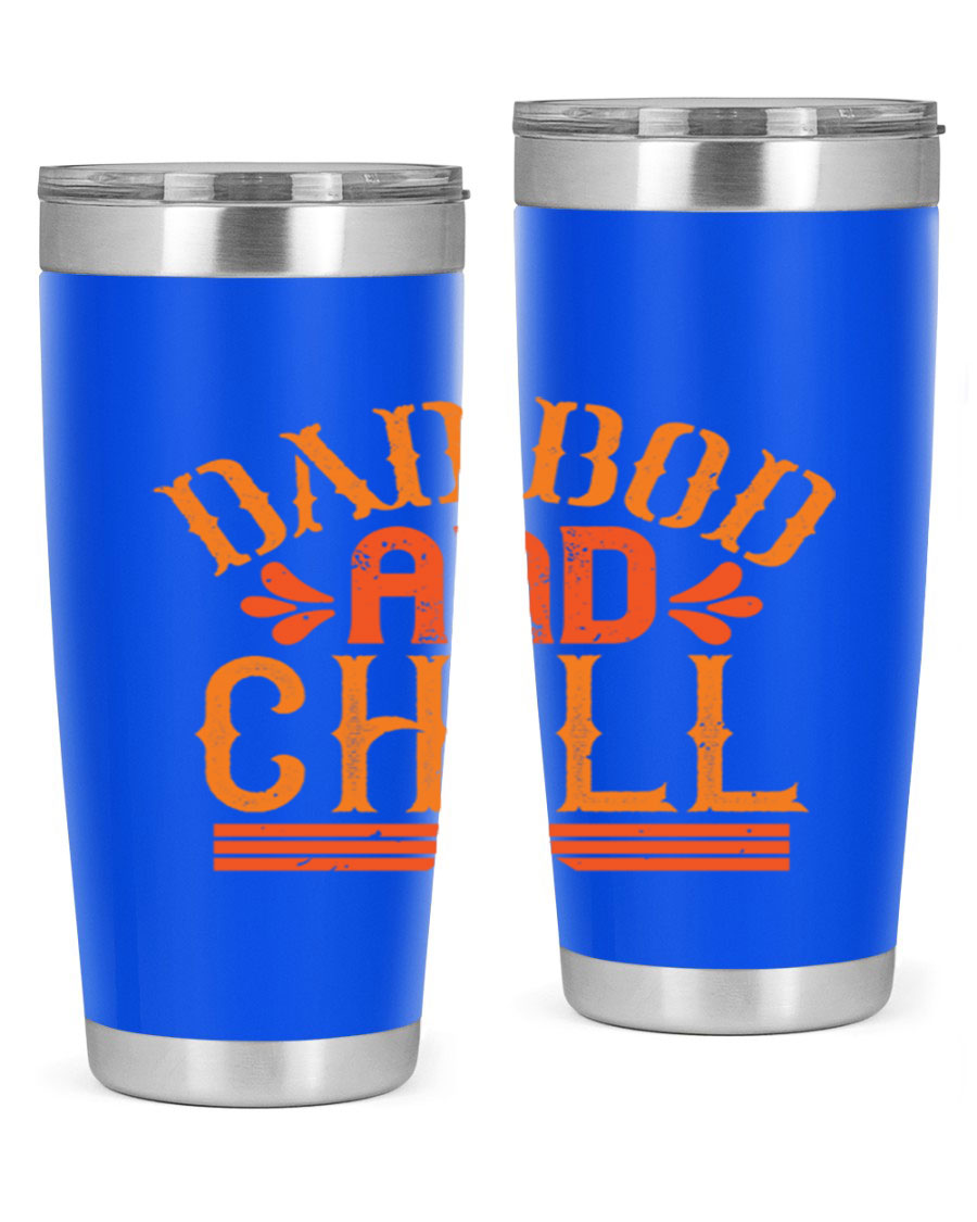 Dad Bod and Chill 20oz Tumbler featuring double wall vacuum insulation and a stylish design, perfect for Father's Day gifts.