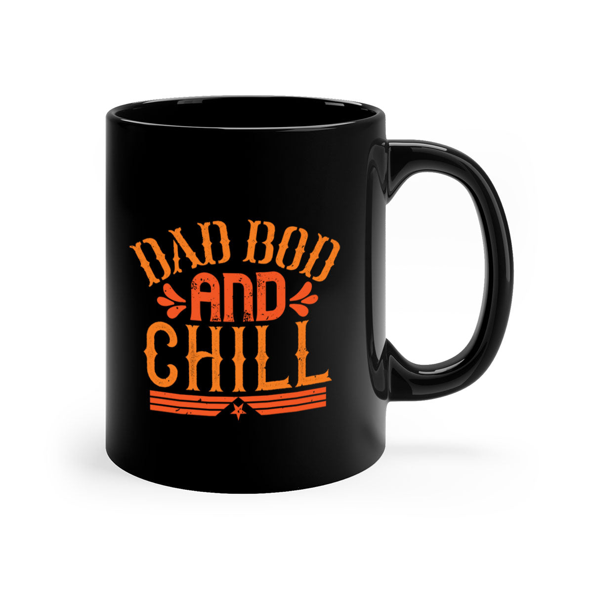 A stylish two-tone Dad Bod and Chill Mug with a colored handle and glossy finish, perfect for coffee or tea.