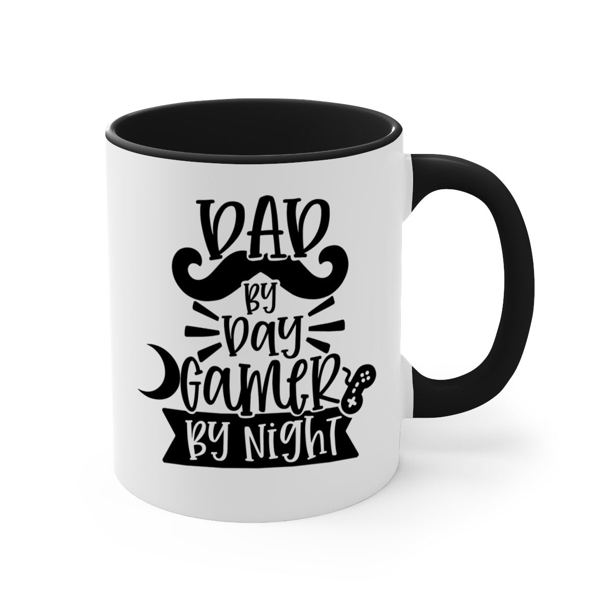 Dad by Day Gamer 67# Mug featuring a two-tone design with a colored handle and glossy finish, perfect for coffee lovers.