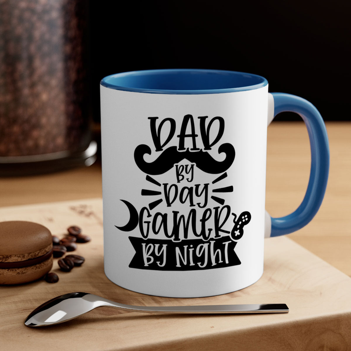 Dad by Day Gamer 67# Mug featuring a two-tone design with a colored handle and glossy finish, perfect for coffee lovers.