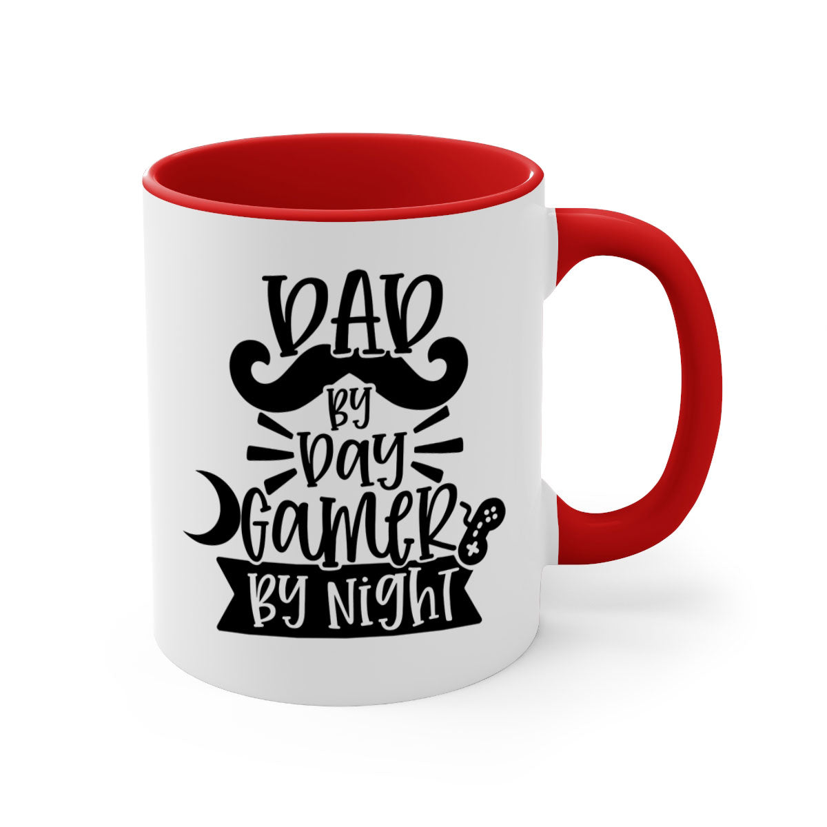 Dad by Day Gamer 67# Mug featuring a two-tone design with a colored handle and glossy finish, perfect for coffee lovers.