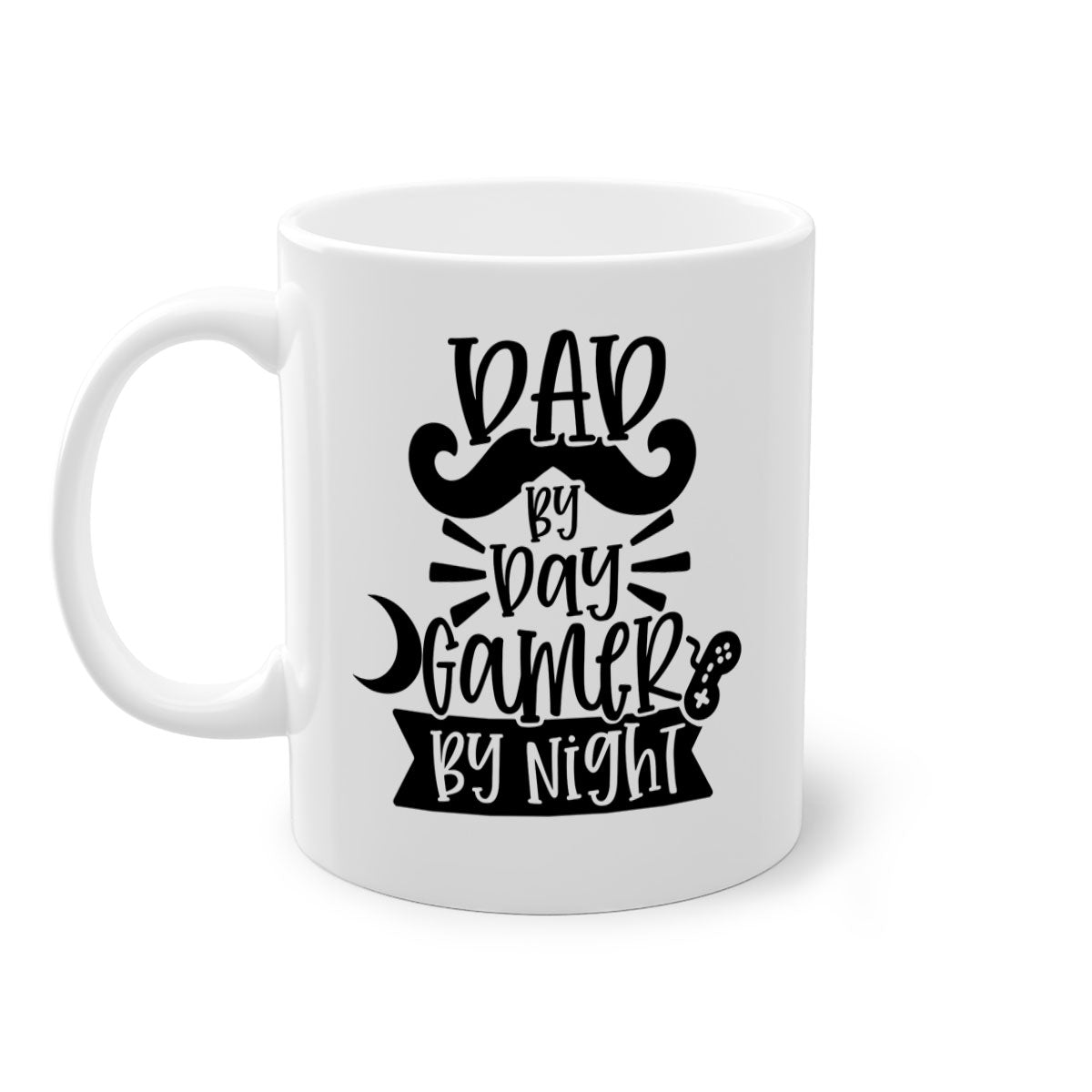 Dad by Day Gamer 67# Mug featuring a two-tone design with a colored handle and glossy finish, perfect for coffee lovers.