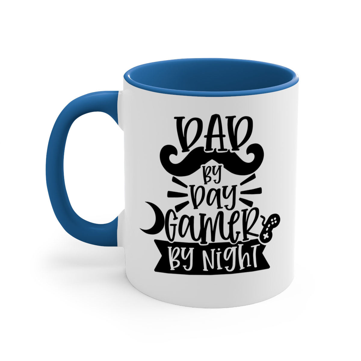 Dad by Day Gamer 67# Mug featuring a two-tone design with a colored handle and glossy finish, perfect for coffee lovers.