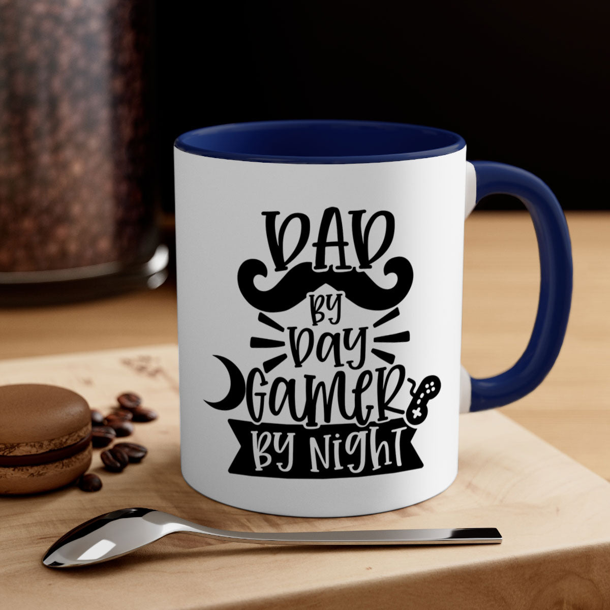 Dad by Day Gamer 67# Mug featuring a two-tone design with a colored handle and glossy finish, perfect for coffee lovers.