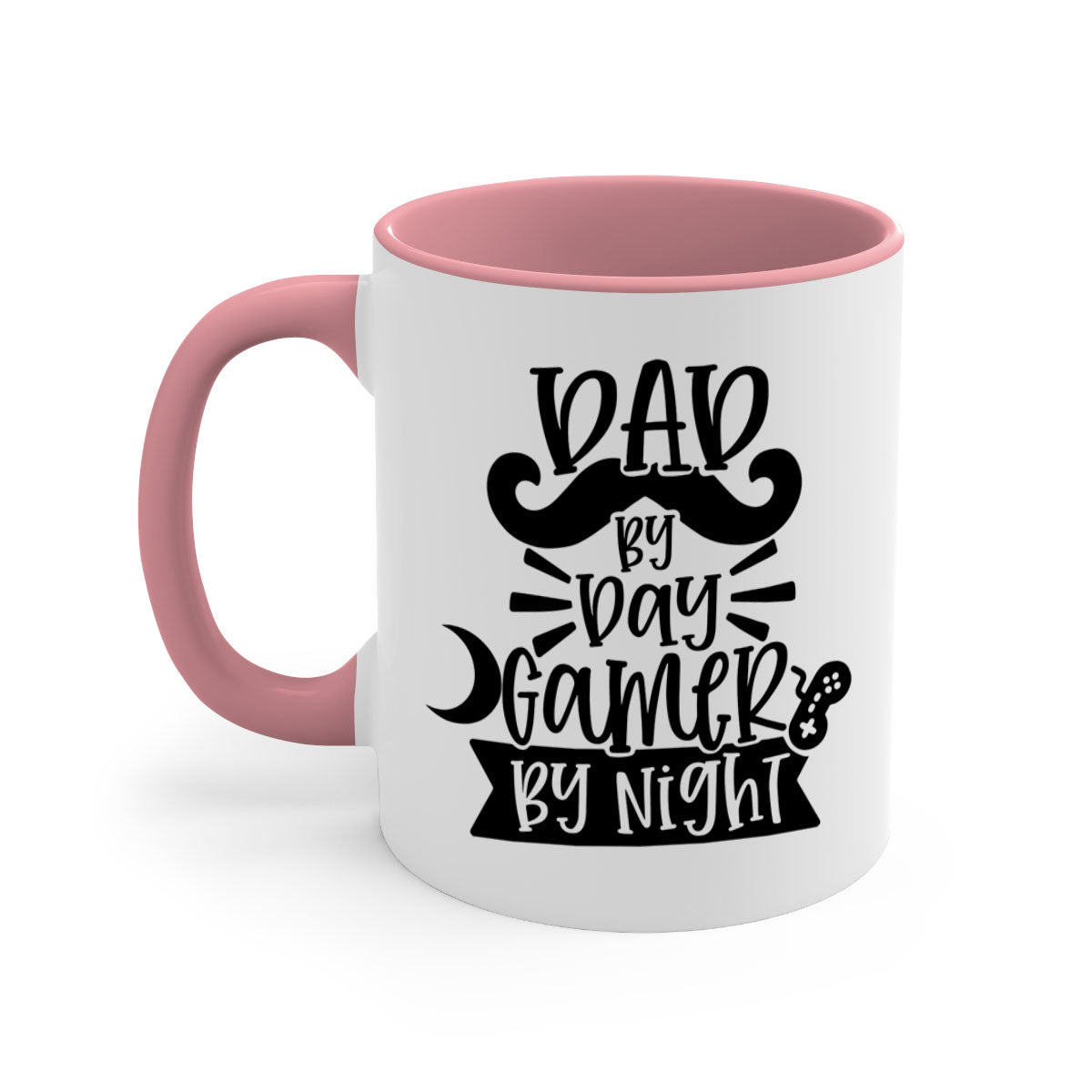 Dad by Day Gamer 67# Mug featuring a two-tone design with a colored handle and glossy finish, perfect for coffee lovers.