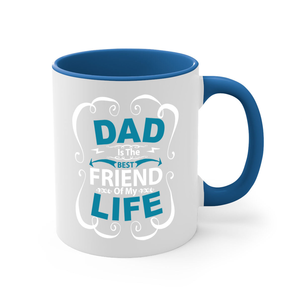 A stylish two-tone Dad is the best 55# Mug with a glossy finish, featuring a colored handle and interior, available in five colors.