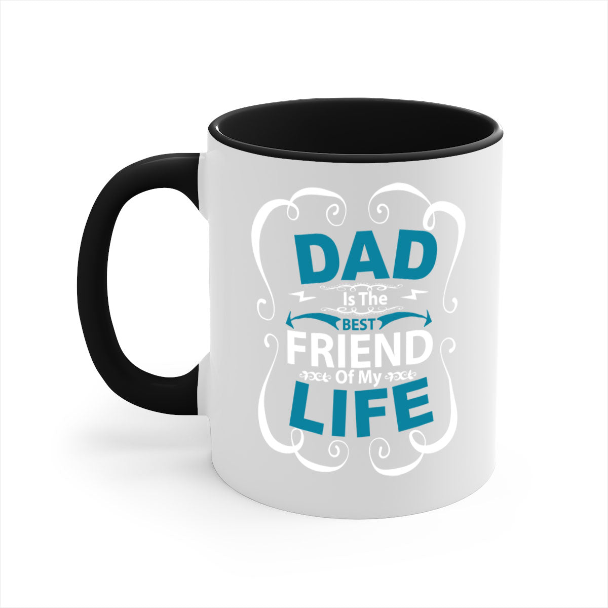 A stylish two-tone Dad is the best 55# Mug with a glossy finish, featuring a colored handle and interior, available in five colors.