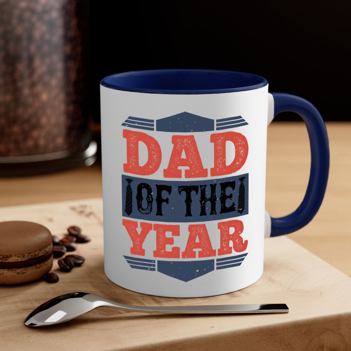 Dad of the Year 266# Mug featuring a glossy finish, colored handle, and interior, available in five colors.