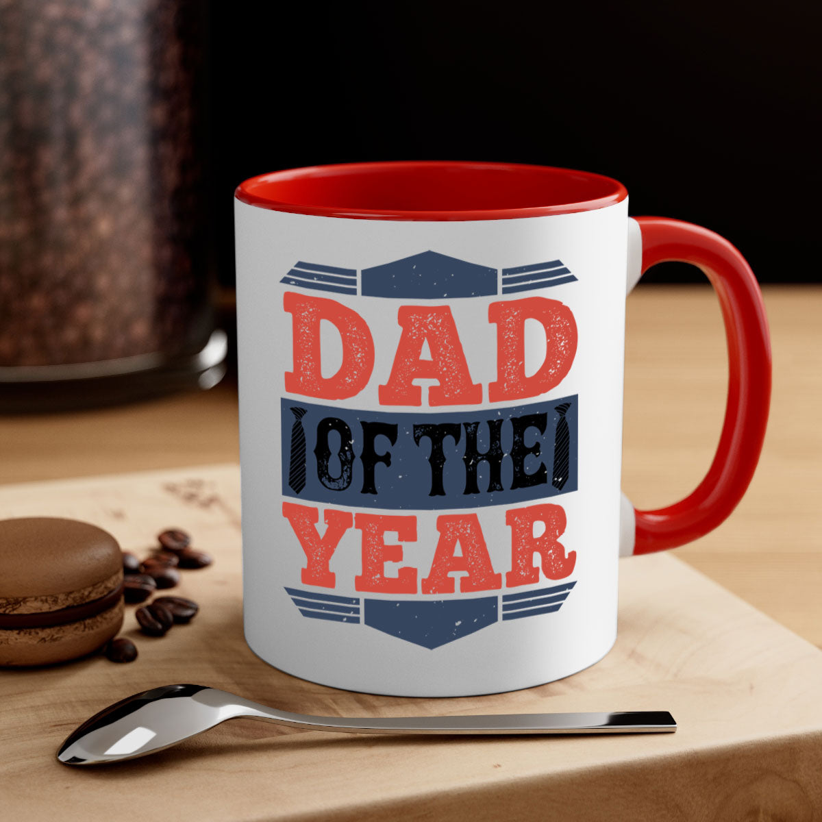 Dad of the Year 266# Mug featuring a glossy finish, colored handle, and interior, available in five colors.