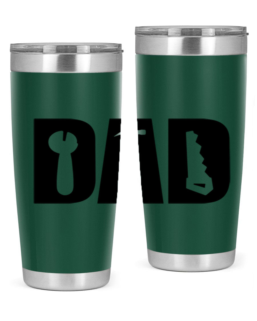 Dad Tools 59# Tumbler, a 20oz double wall vacuum stainless steel tumbler with a drink-thru lid, perfect for hot and cold beverages.