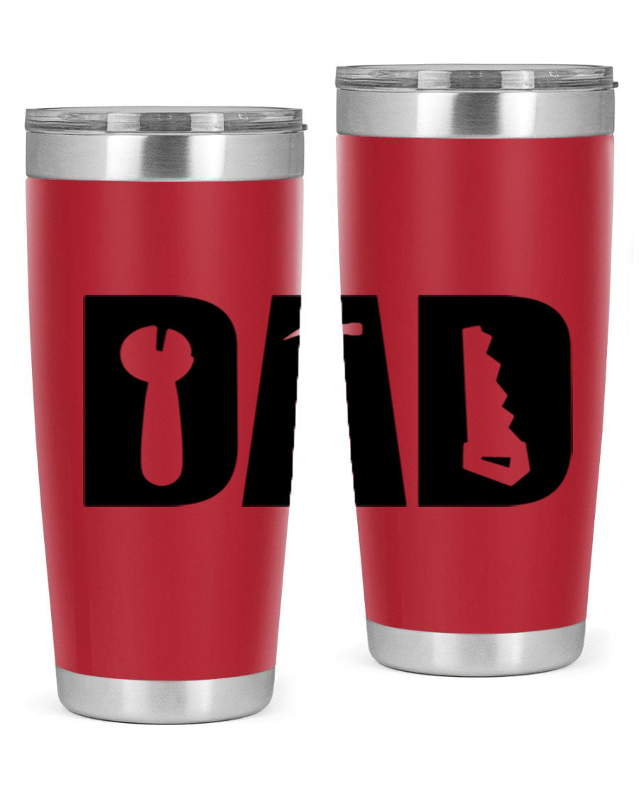 Dad Tools 59# Tumbler, a 20oz double wall vacuum stainless steel tumbler with a drink-thru lid, perfect for hot and cold beverages.