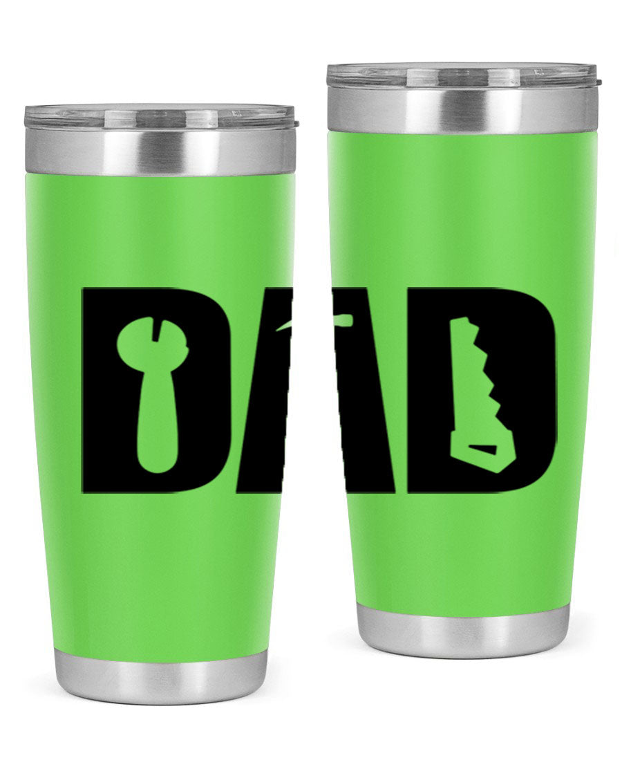 Dad Tools 59# Tumbler, a 20oz double wall vacuum stainless steel tumbler with a drink-thru lid, perfect for hot and cold beverages.