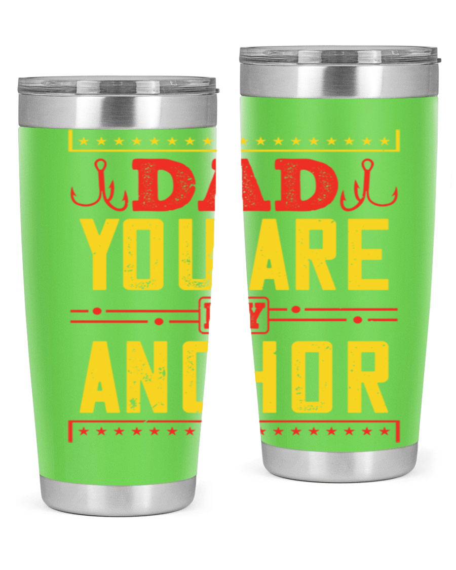 A stylish 'Dad You Are My Anchor' tumbler in 20oz and 30oz sizes, made of stainless steel with a copper lining, perfect for Father's Day gifts.