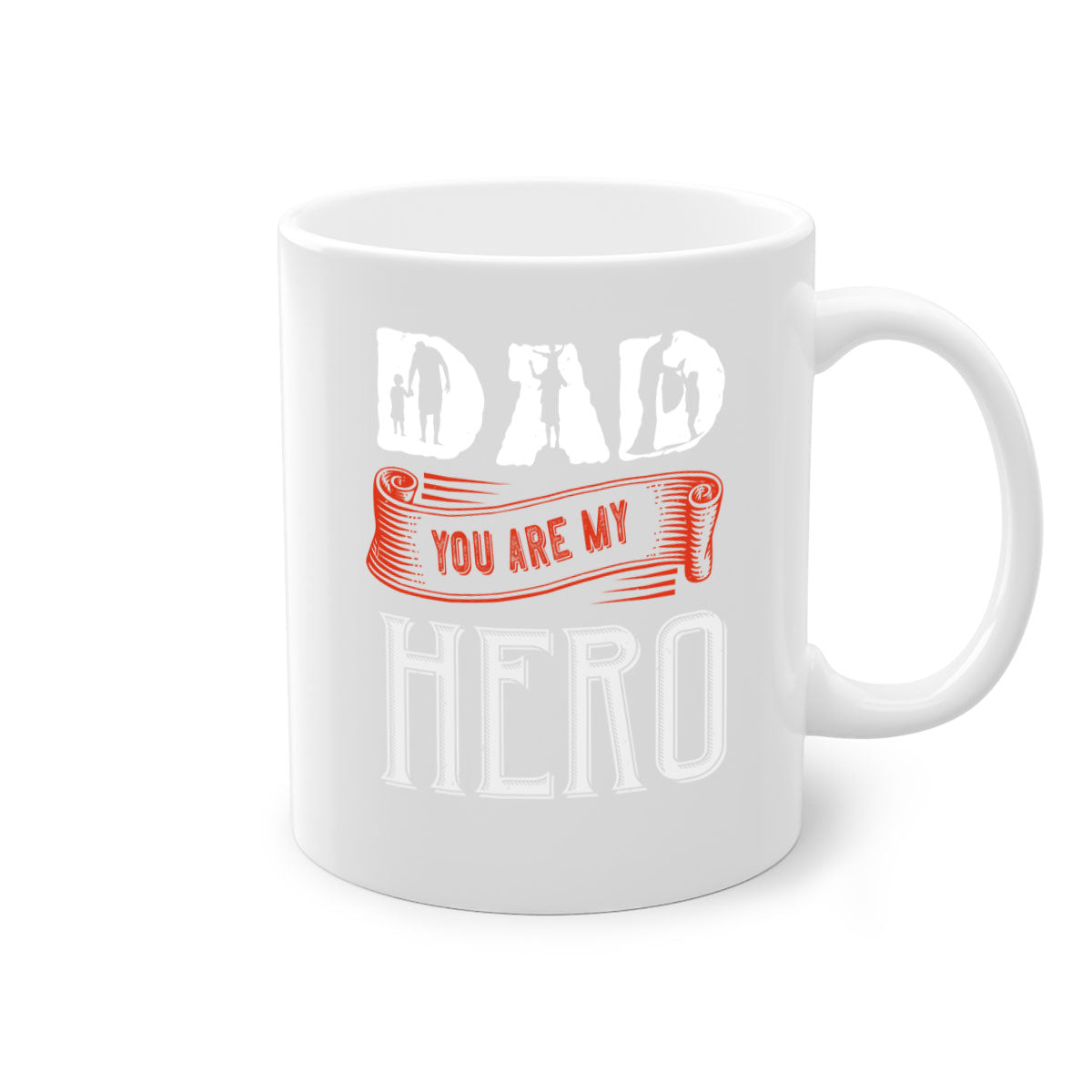 A two-tone 'Dad You Are My Hero' mug featuring a glossy finish, available in five colors with a comfortable C-shaped handle.