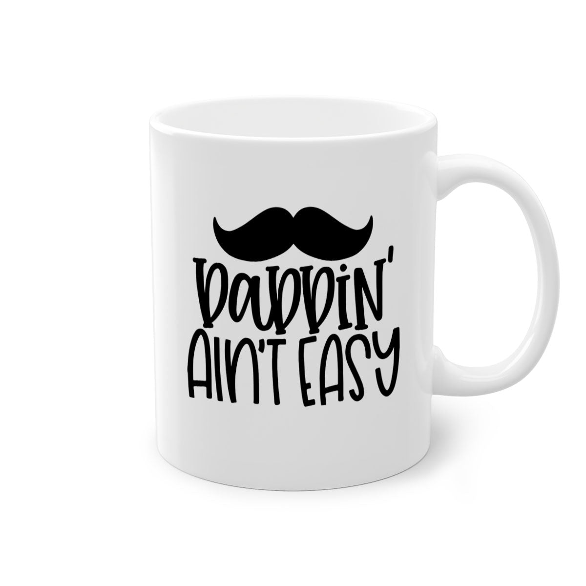Daddin Ain't Easy 55# Mug featuring a glossy finish with a colored handle and interior, available in multiple colors.