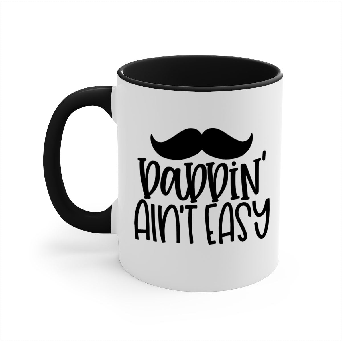 Daddin Ain't Easy 55# Mug featuring a glossy finish with a colored handle and interior, available in multiple colors.