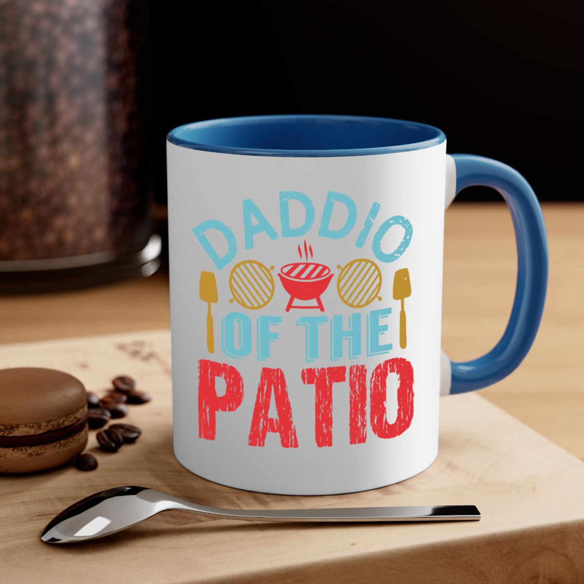 Daddio of the Patio 47# Mug featuring a glossy finish, colored handle, and interior, available in multiple colors and sizes.