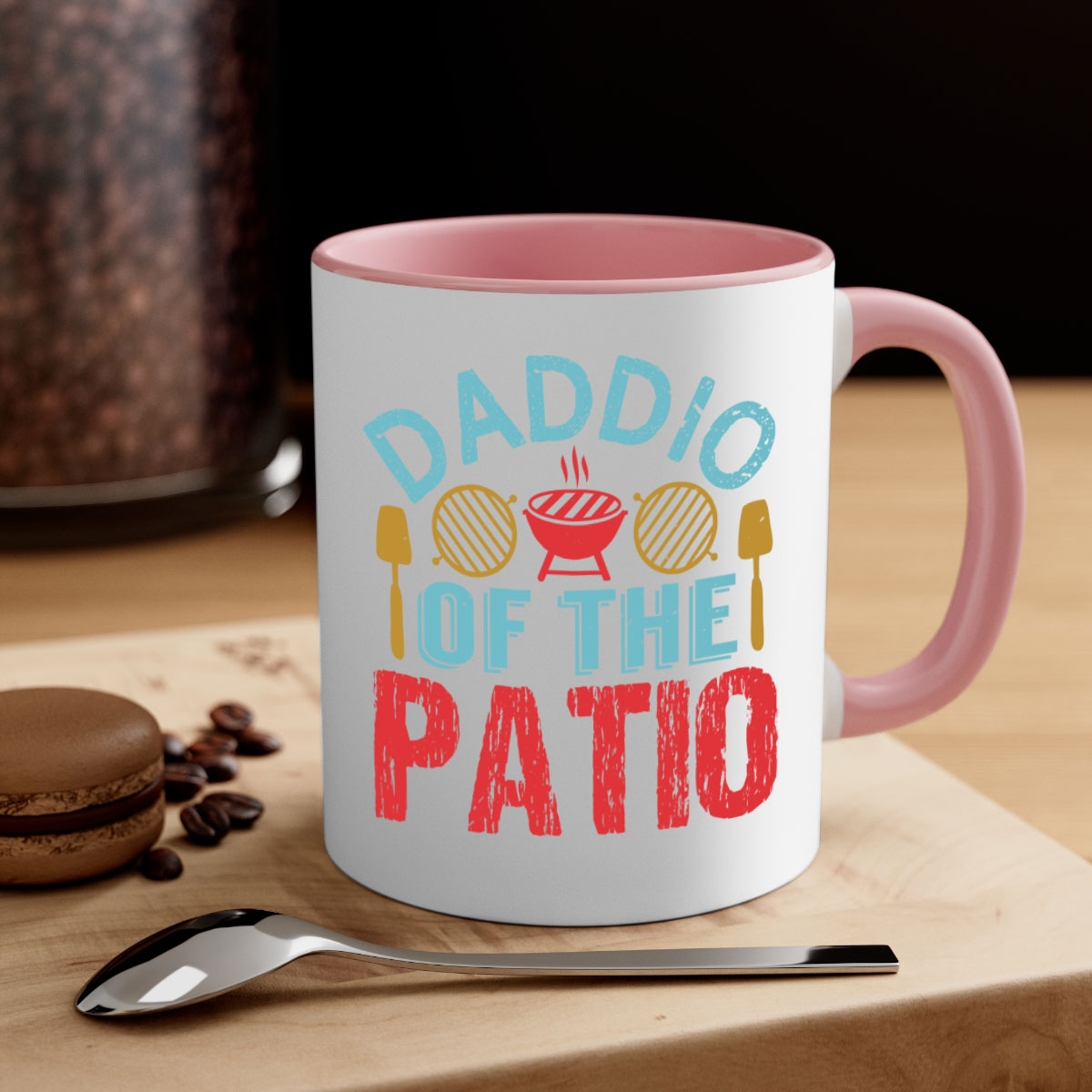 Daddio of the Patio 47# Mug featuring a glossy finish, colored handle, and interior, available in multiple colors and sizes.