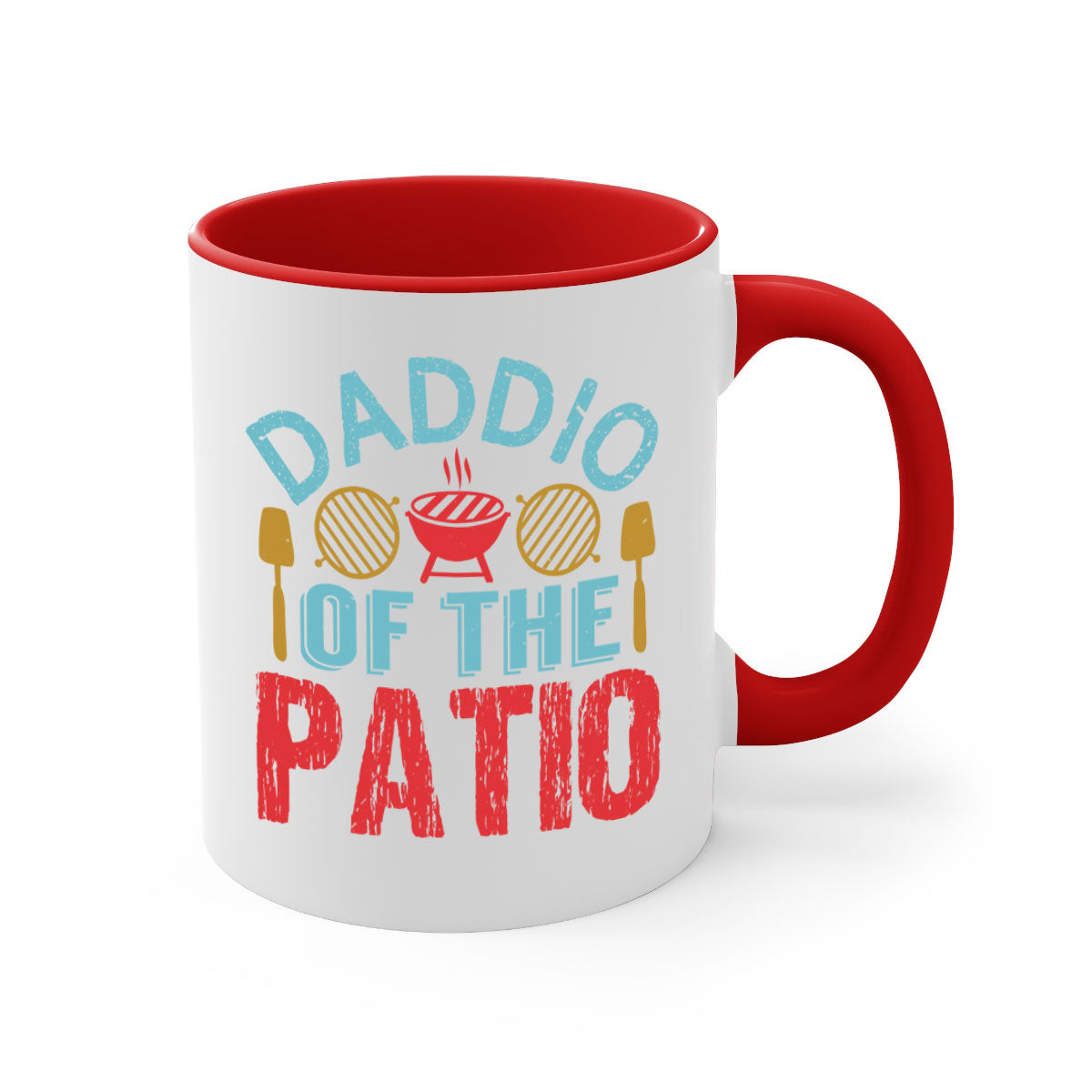 Daddio of the Patio 47# Mug featuring a glossy finish, colored handle, and interior, available in multiple colors and sizes.