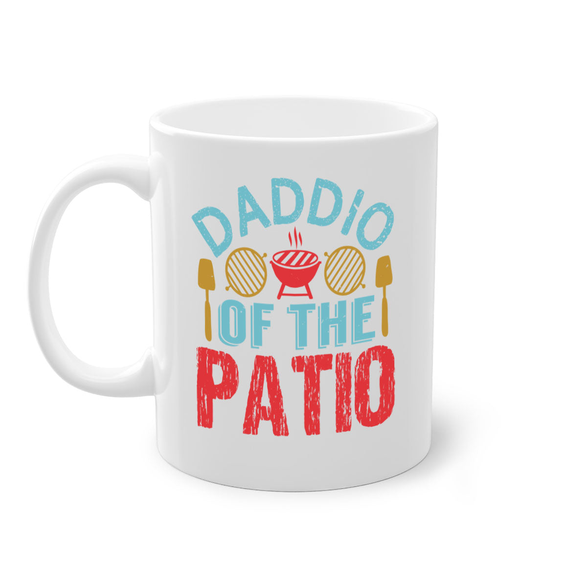 Daddio of the Patio 47# Mug featuring a glossy finish, colored handle, and interior, available in multiple colors and sizes.