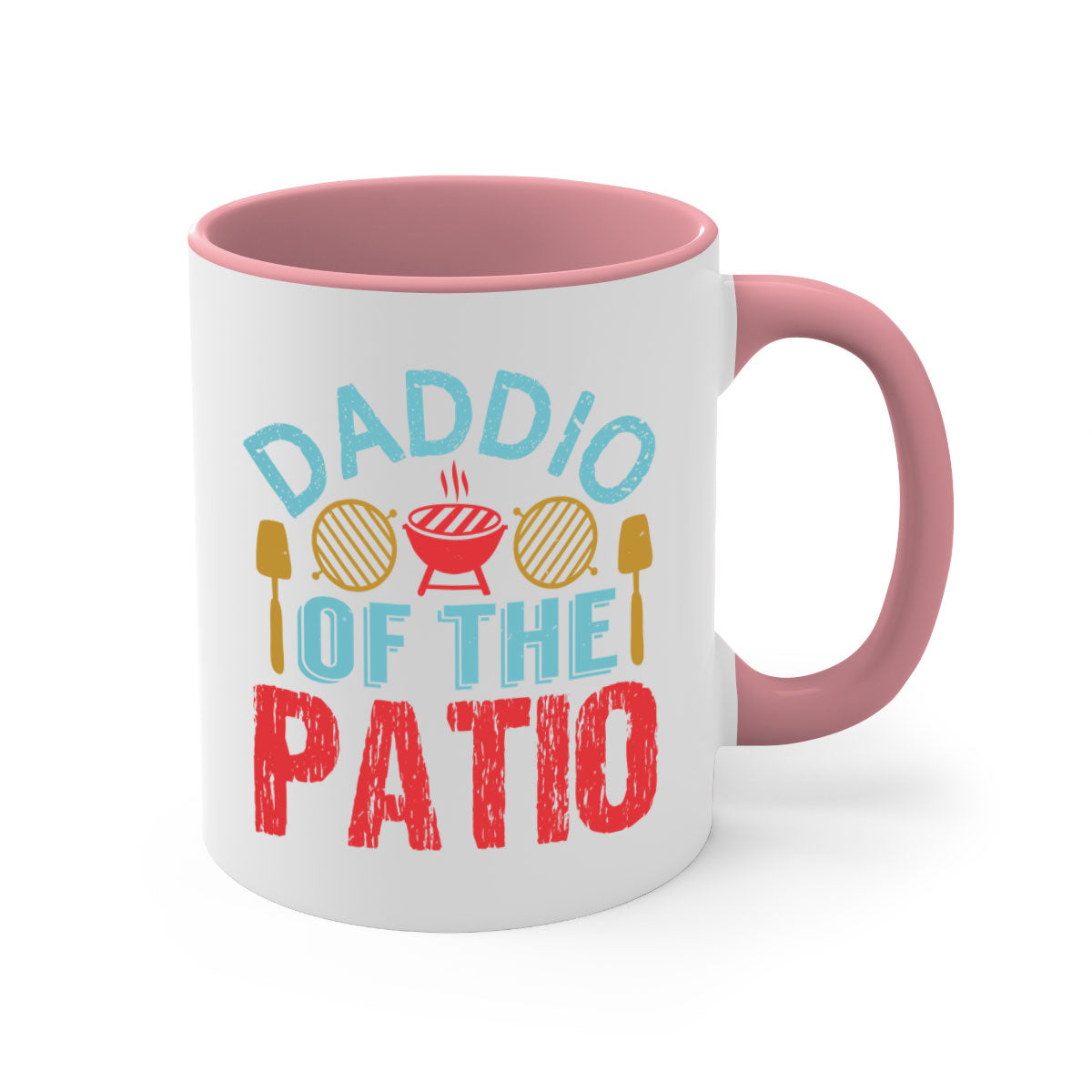 Daddio of the Patio 47# Mug featuring a glossy finish, colored handle, and interior, available in multiple colors and sizes.
