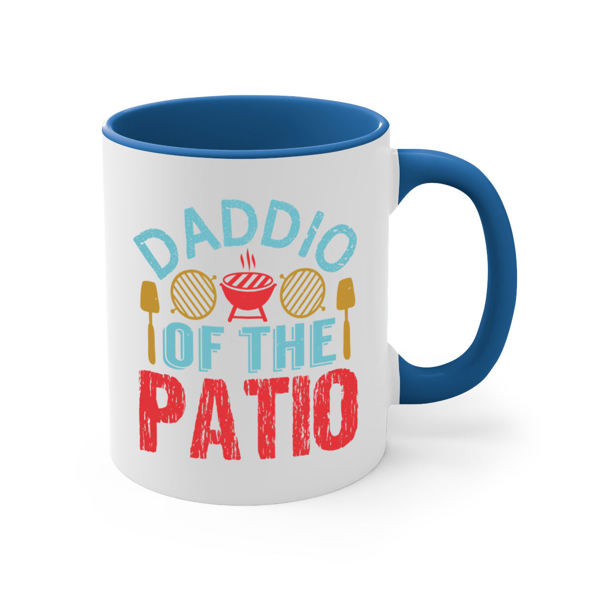 Daddio of the Patio 47# Mug featuring a glossy finish, colored handle, and interior, available in multiple colors and sizes.