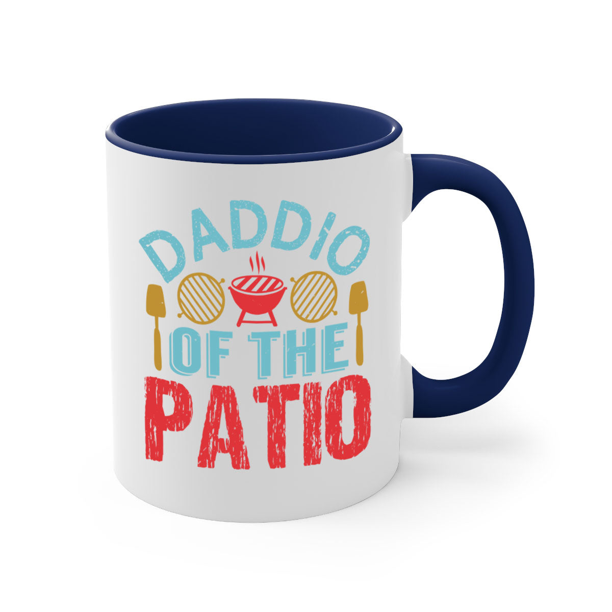 Daddio of the Patio 47# Mug featuring a glossy finish, colored handle, and interior, available in multiple colors and sizes.