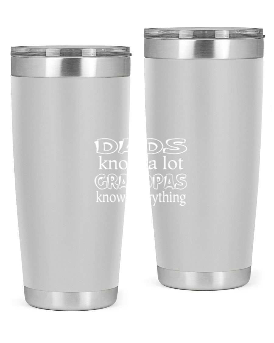 Dads Know A Lot 17# Tumbler in stainless steel with a drink-thru lid, showcasing its sleek design and double wall insulation.