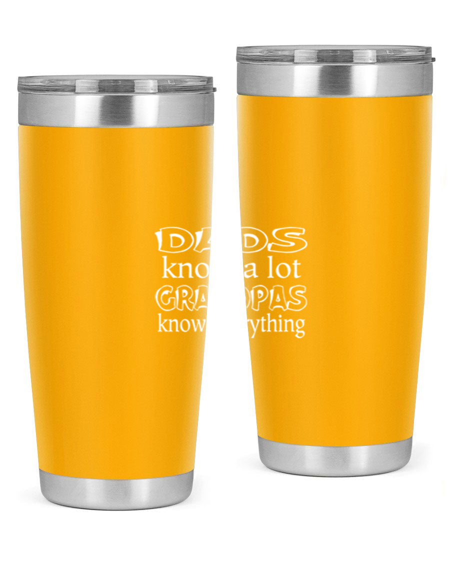 Dads Know A Lot 17# Tumbler in stainless steel with a drink-thru lid, showcasing its sleek design and double wall insulation.