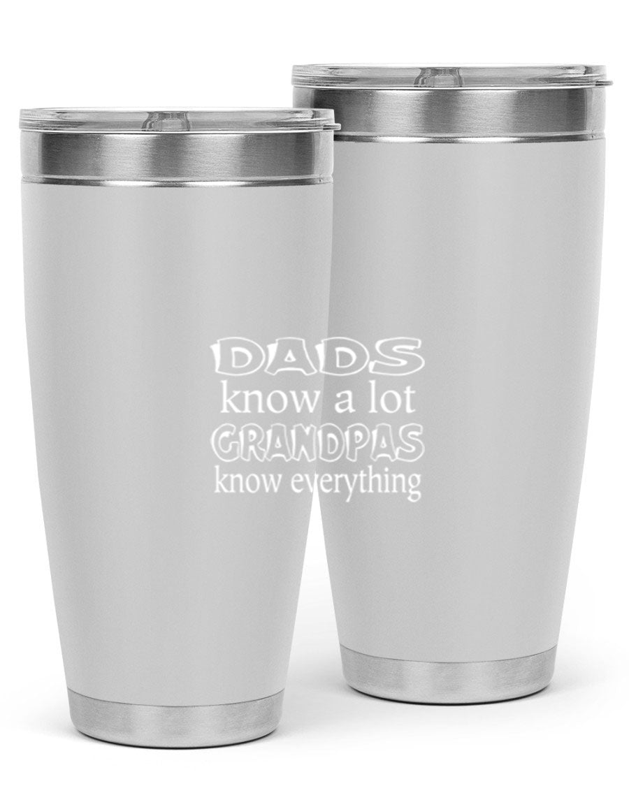 Dads Know A Lot 17# Tumbler in stainless steel with a drink-thru lid, showcasing its sleek design and double wall insulation.