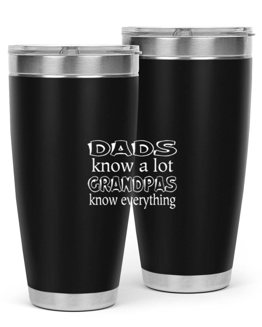 Dads Know A Lot 17# Tumbler in stainless steel with a drink-thru lid, showcasing its sleek design and double wall insulation.