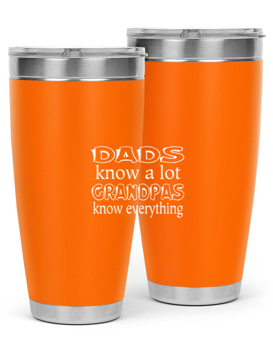 Dads Know A Lot 17# Tumbler in stainless steel with a drink-thru lid, showcasing its sleek design and double wall insulation.