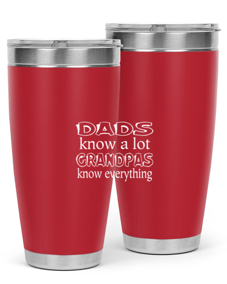 Dads Know A Lot 17# Tumbler in stainless steel with a drink-thru lid, showcasing its sleek design and double wall insulation.