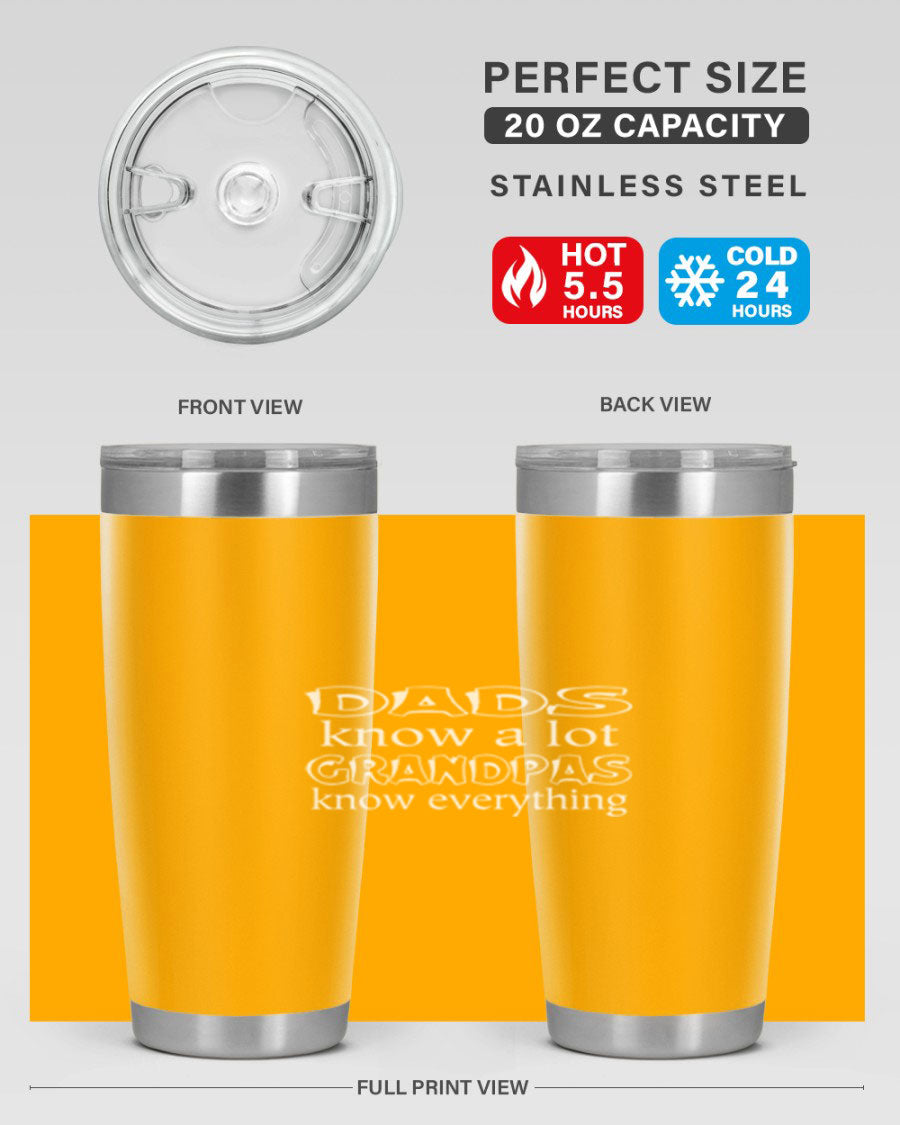 Dads Know A Lot 17# Tumbler in stainless steel with a drink-thru lid, showcasing its sleek design and double wall insulation.