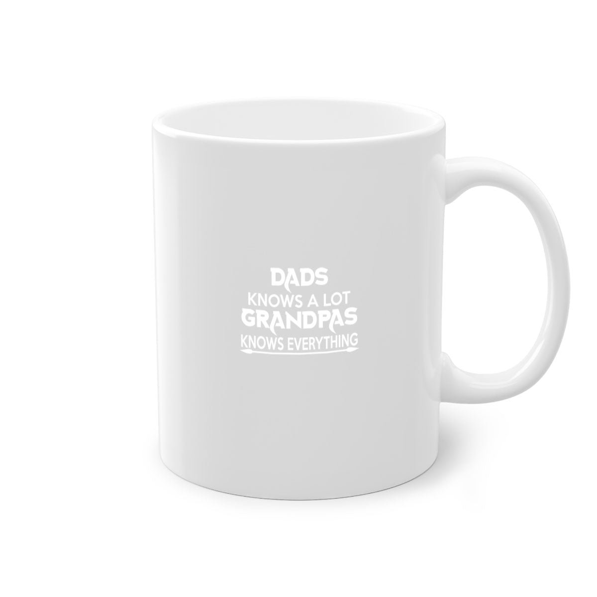 Dads Knows a Lot Grandpas Knows Everything Mug with a colorful handle and glossy finish, available in multiple colors.