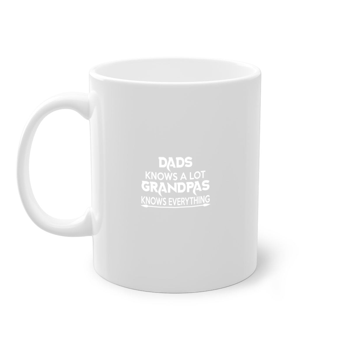 Dads Knows a Lot Grandpas Knows Everything Mug with a colorful handle and glossy finish, available in multiple colors.