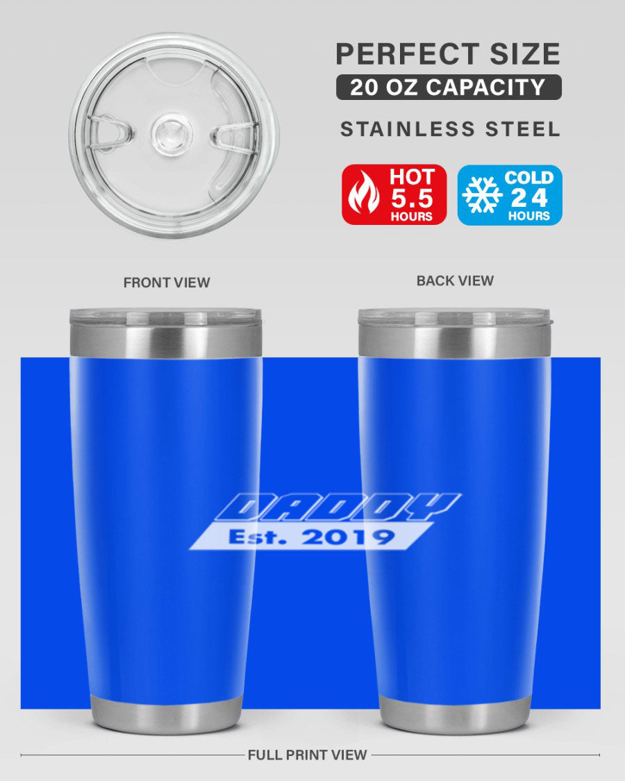 Daddy Est 24# Tumbler in stainless steel with a sleek design, perfect for keeping drinks hot or cold.