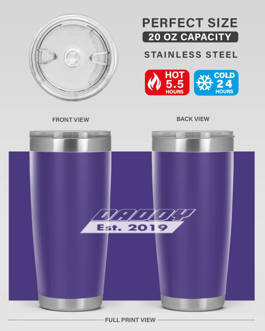 Daddy Est 24# Tumbler in stainless steel with a sleek design, perfect for keeping drinks hot or cold.