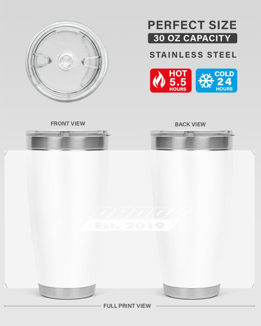 Daddy Est 24# Tumbler in stainless steel with a sleek design, perfect for keeping drinks hot or cold.