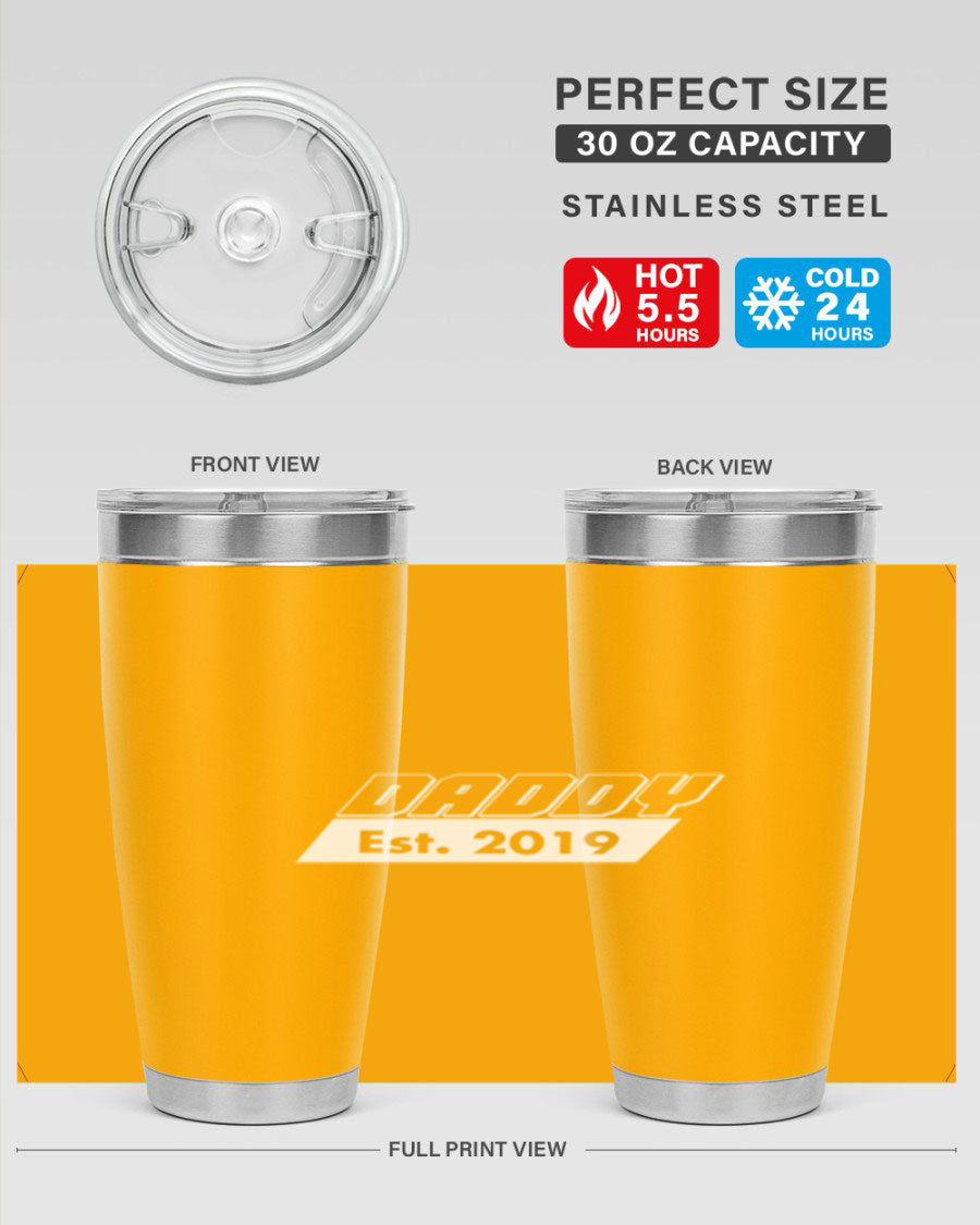Daddy Est 24# Tumbler in stainless steel with a sleek design, perfect for keeping drinks hot or cold.