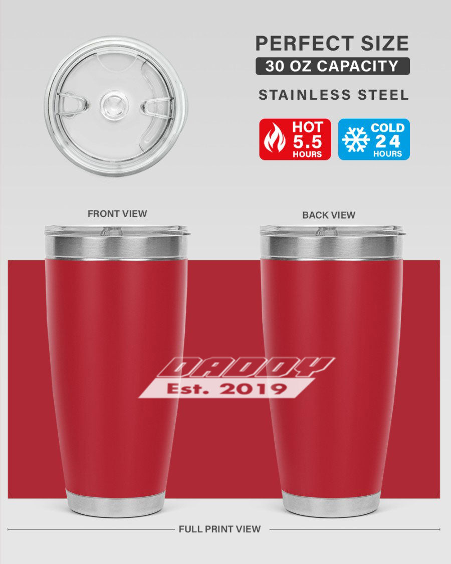 Daddy Est 24# Tumbler in stainless steel with a sleek design, perfect for keeping drinks hot or cold.