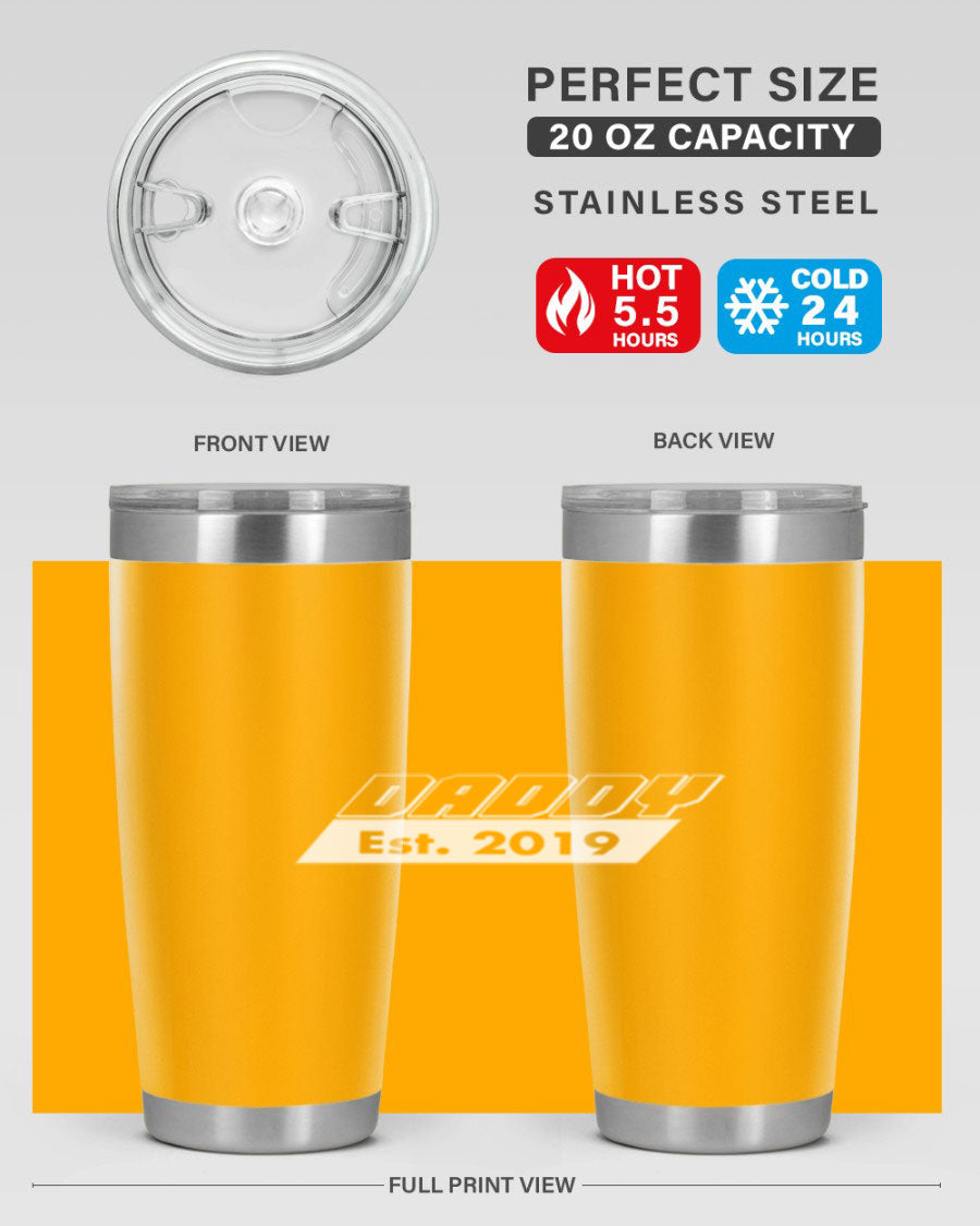 Daddy Est 24# Tumbler in stainless steel with a sleek design, perfect for keeping drinks hot or cold.